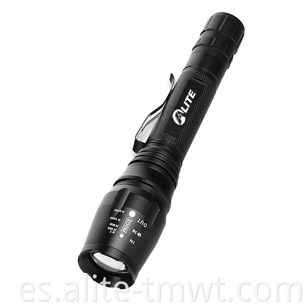 Torcha fuerte de aluminio de alta calidad potente Ligera LED XML-T6 Tactical Tactical con interruptor de presión